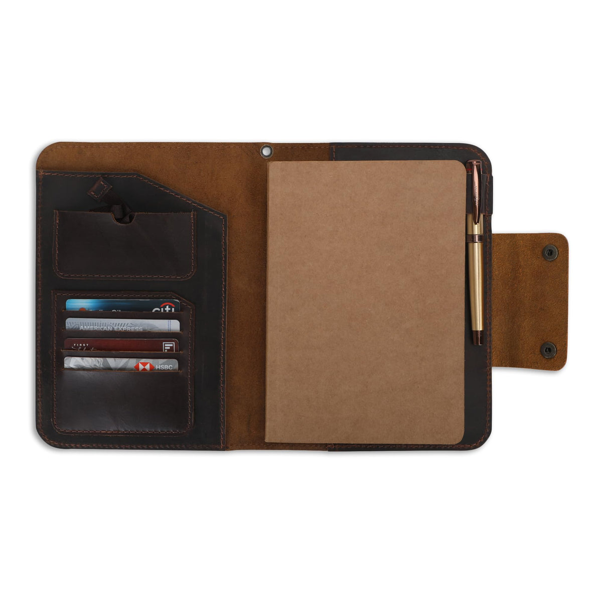 CestAntiQ Rustic Leather Journal Cover – Fit for 5.75 x 8.25 Inch & A5 Notebooks (5.5 x 8.2 Inch) – Refillable Cover with Pen Loop, 5 Card Slots – Ideal for Writers, Artists, Professionals (Brown)