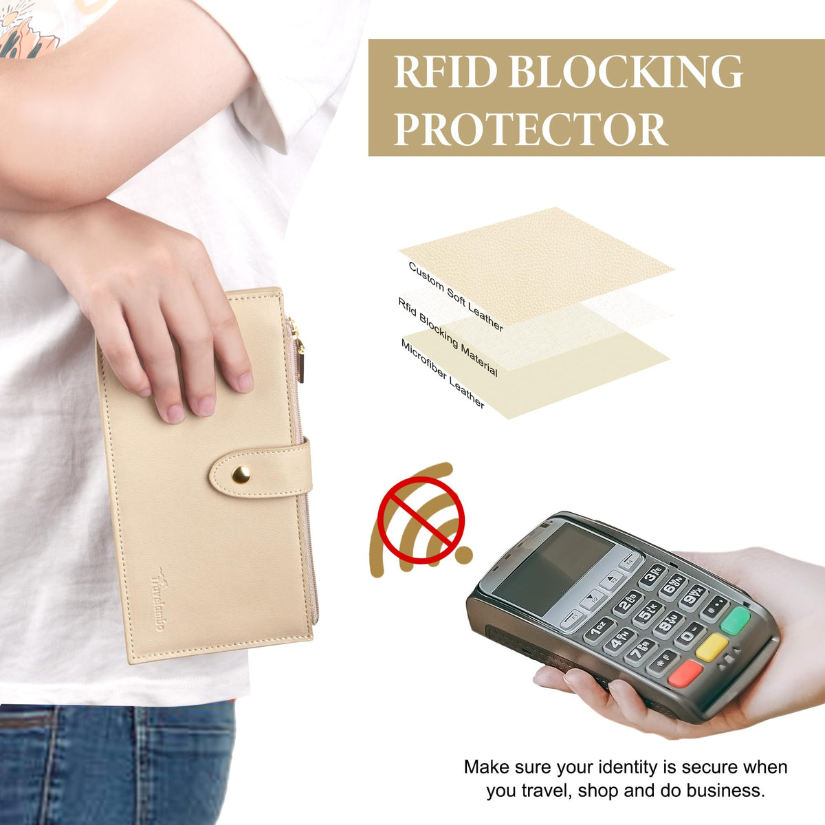 Travelambo Leather Wallets for Women Slim RFID Blocking Bifold Credit Card Holder Wallet