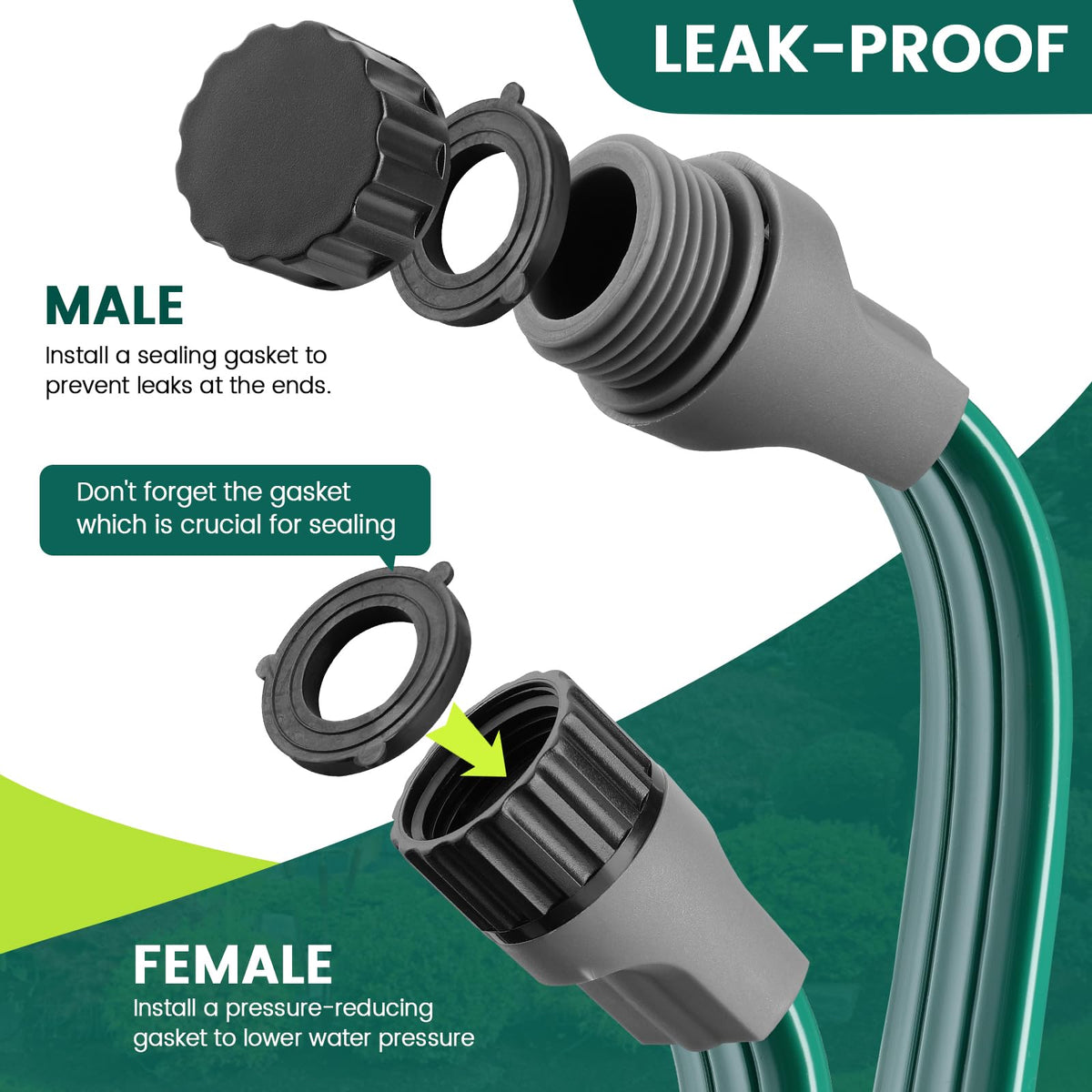 Passionbility Soaker Sprinklers Hose 50ft 2 pack, Garden Drip Soaker Watering Premium Flexible Irrigation Hose, High-Efficiency Water-Saving with Stakes