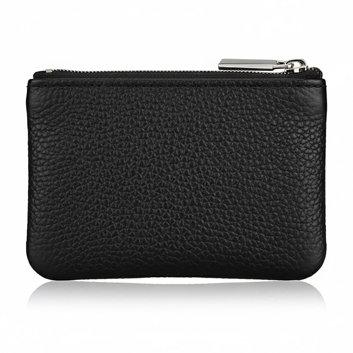 Hibate Black Small Mini Size Leather Coin Purse Change Pouch for Women Men Kids with Zip Key Ring