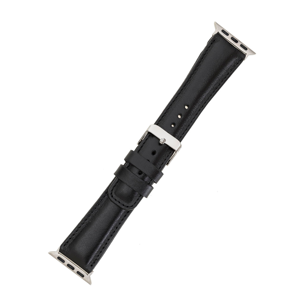 benvato Premium Handmade Leather Watch Band for Apple Watch SE 3 2 1 & Series 11 10 9 8 7 6 5 4 3 2 1 fits 42mm 41mm 40mm 38mm (Black w/Silver Connector&Clasp)