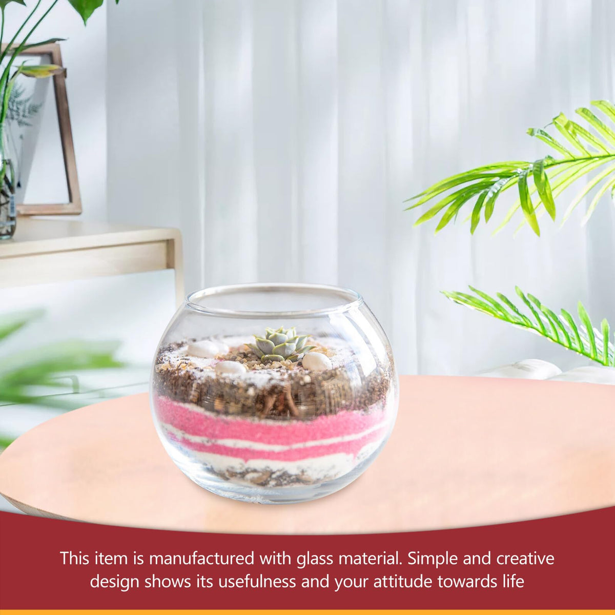 SECFOU 2pcs 15cm Glass Vase Hydroponic Plant Holder Decorative Desktop Flower Pot for Home Office Fish Tank Terrarium Bowl