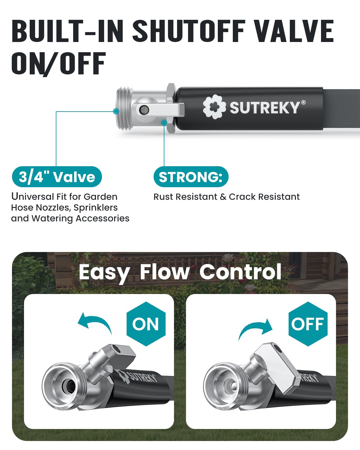 50ft Garden Hose, Ultra Lightweight All-Weather Water Hose, Durable & Flexible, Built-in Valve, Leak-free Connections, TPU Water Hose, Drinking Water Safe