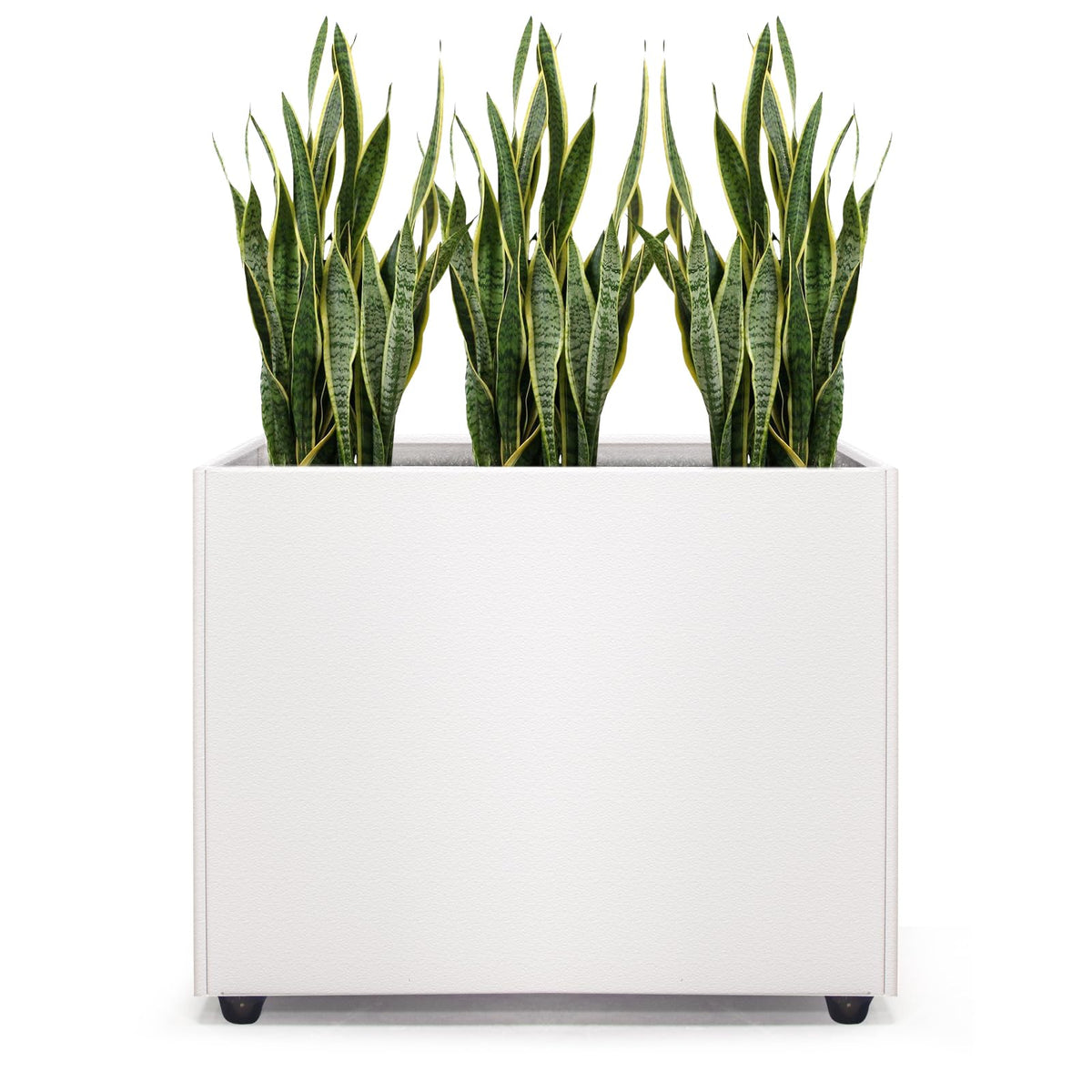 Zezgeuro Planter Box Rectangular Block - 16×12×12IN Galvanized Steel Metal Long Box Planter Easy Installation Modern Outdoor Tall Planters All-Weather Use with Drainage Holes for Patio/Porch(White)