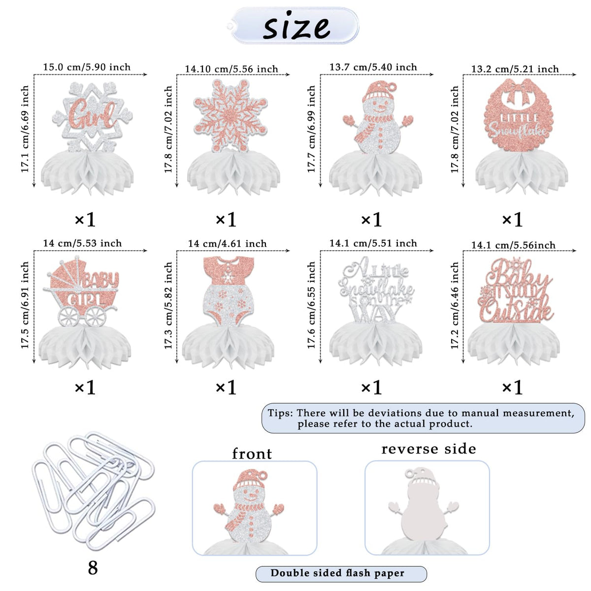 8 Pcs Baby Its Cold Outside Baby Shower - Snowflake Honeycomb Centerpieces - Winter Baby Shower Decorations