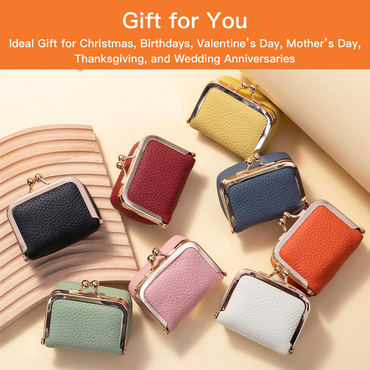 Small Travel Jewelry Box, Genuine Leather Mini Kiss-Lock Coin Purse Organizer, Portable Jewelry Storage for Women (Green, L)