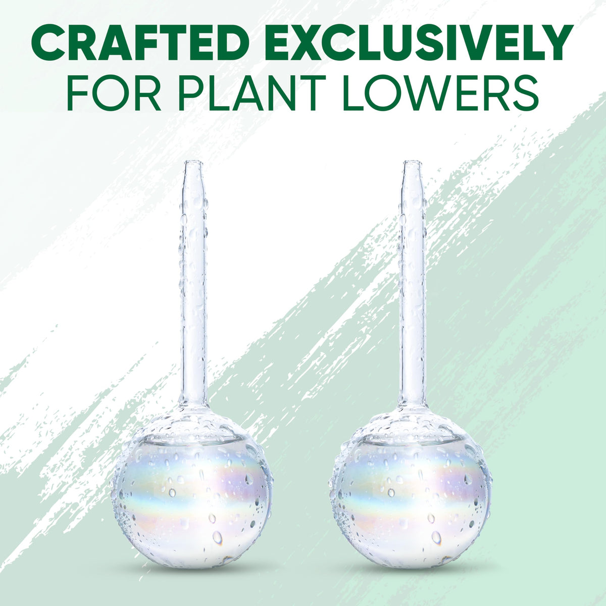 Mission Gallery Clear Plant Watering Globes Set of 2 - Small Self Watering Globes for Indoor & Outdoor Plants - Automatic Glass Watering Bulbs for Daily Use, Plant Watering Devices
