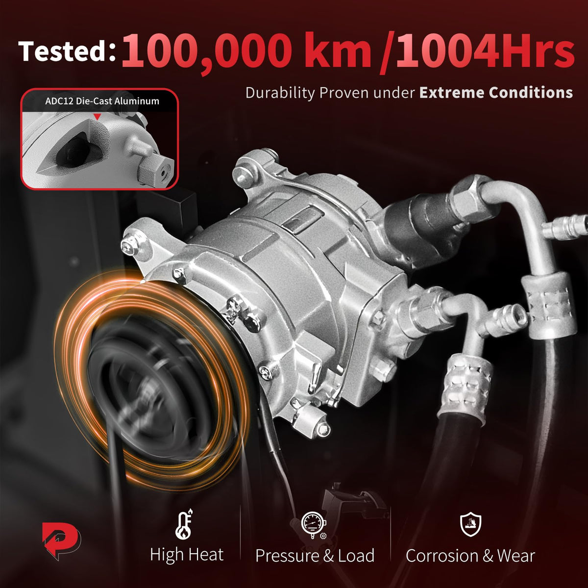 PHOBOOS A/C Compressor with Clutch Compatible with Infiniti Q50 3.0L 2016-2021, Q50 3.7L 2014-2015, Q60 3.0L 2017-2020, Fast Cooling, Low Noise, Easy Installation, Ref.CO-29197C
