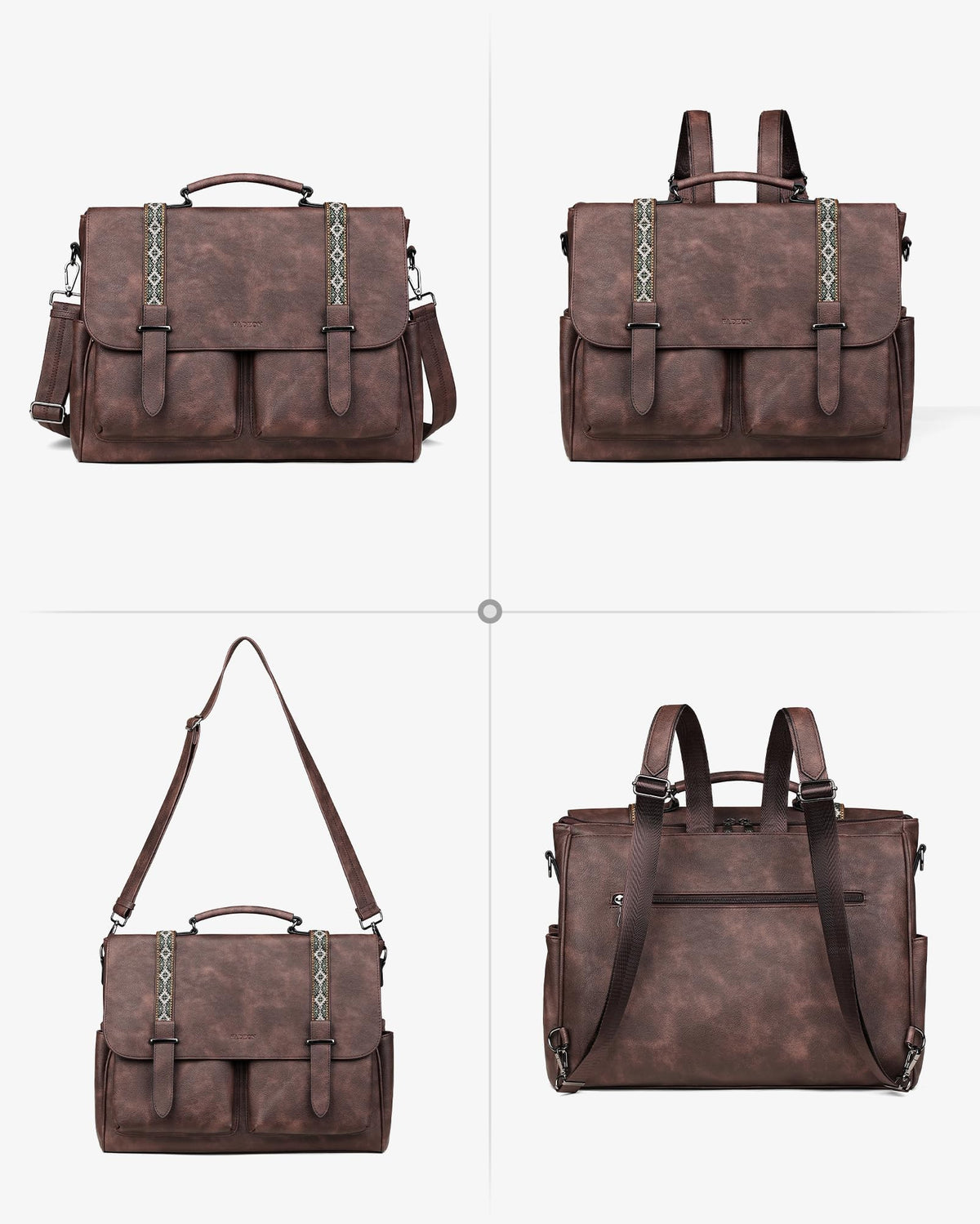 FADEON Messenger Bag for Women, Designer Leather Satchel Backpack Purses Large Laptop Briefcase Multi Pocket Shoulder Bags