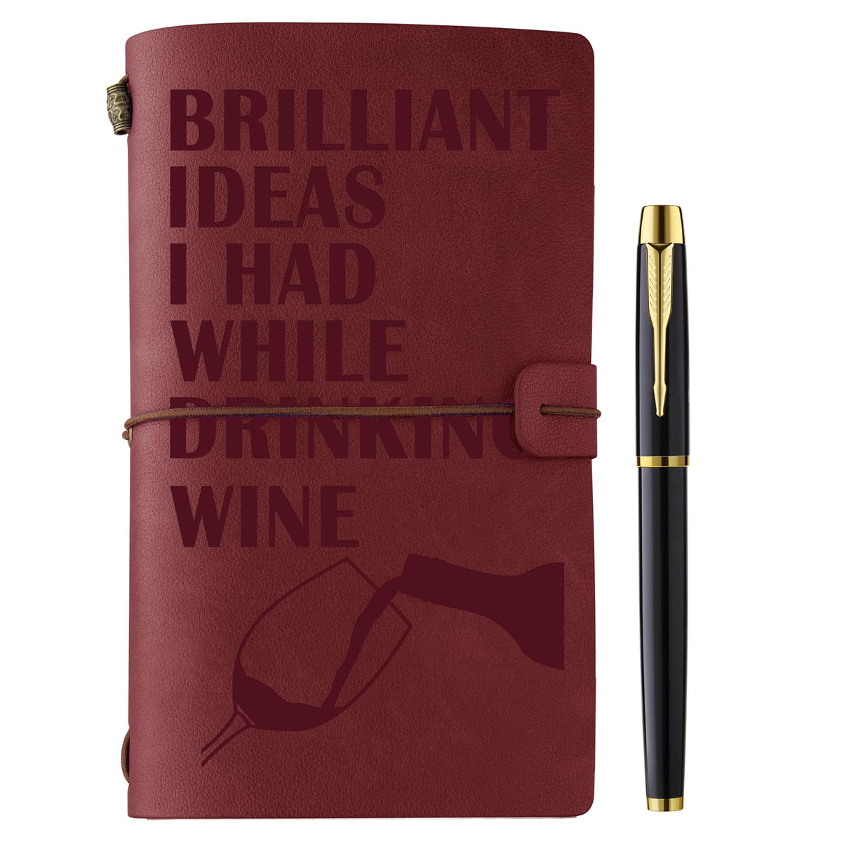 Muzuis Wine Gifts for Wine Lovers Leather Journal Notebook with Pen for Men Women Refillable Notebook, Sketchbook, Travel Diary