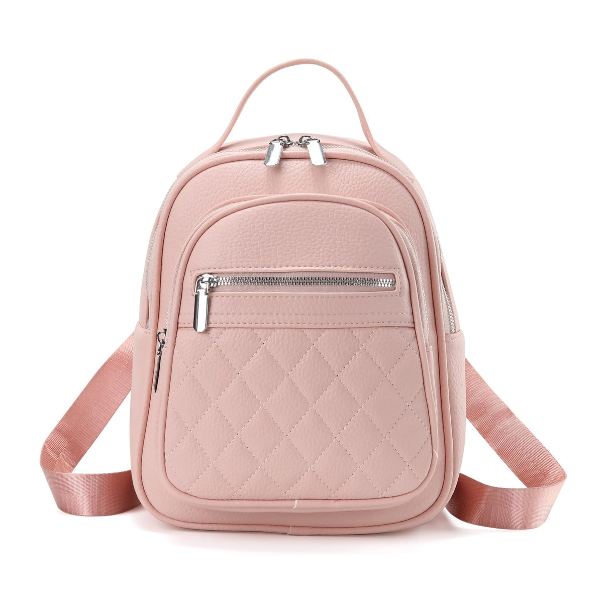Rueesh PU Backpack for Women Small PU Leather Backpack Purse for Ladies Travel Shoulder Bag Pink