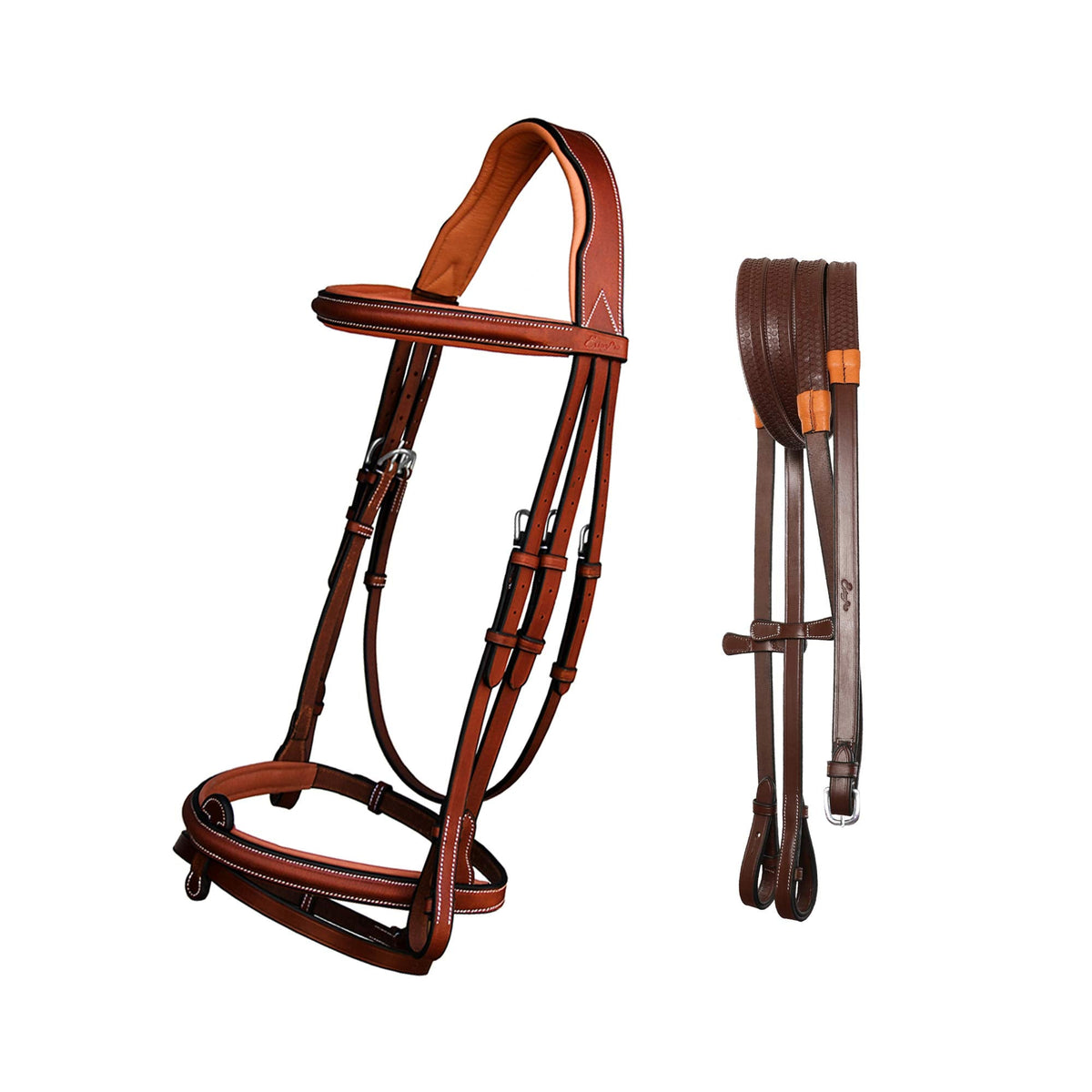 ExionPro English Hunter Jumping Bridle for Horses with Removable Flash Soft Yet Strong Rubber Reins | Royal Hunter Bridle | English Bridle for Horses (Oak Brown, Pony)