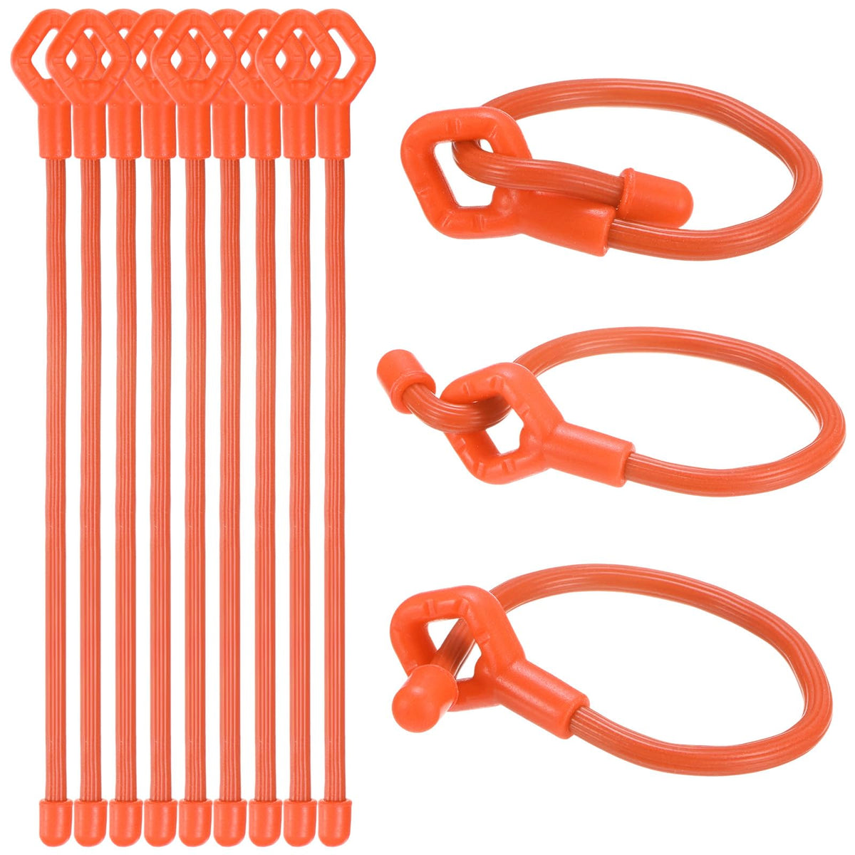 M METERXITY 12-Pack Adjustable Plant Ties, 8inch/20.32cm Silicone Flexible Multi-Function Sturdy Garden Twist Tie for Plant Support/Tree/Shrub/Vine, Reusable Support Twine [Orange]