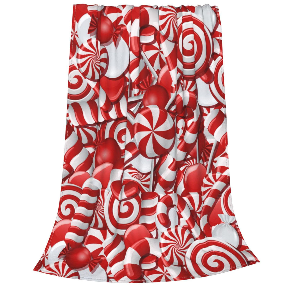 KUOAICY Christmas Swirl Candy Fleece Throw Blanket Red and White Sweet Xmas Soft Flannel Plush Lightweight Warm Cozy Blanket for Bed Couch Sofa Travel 50"X40"