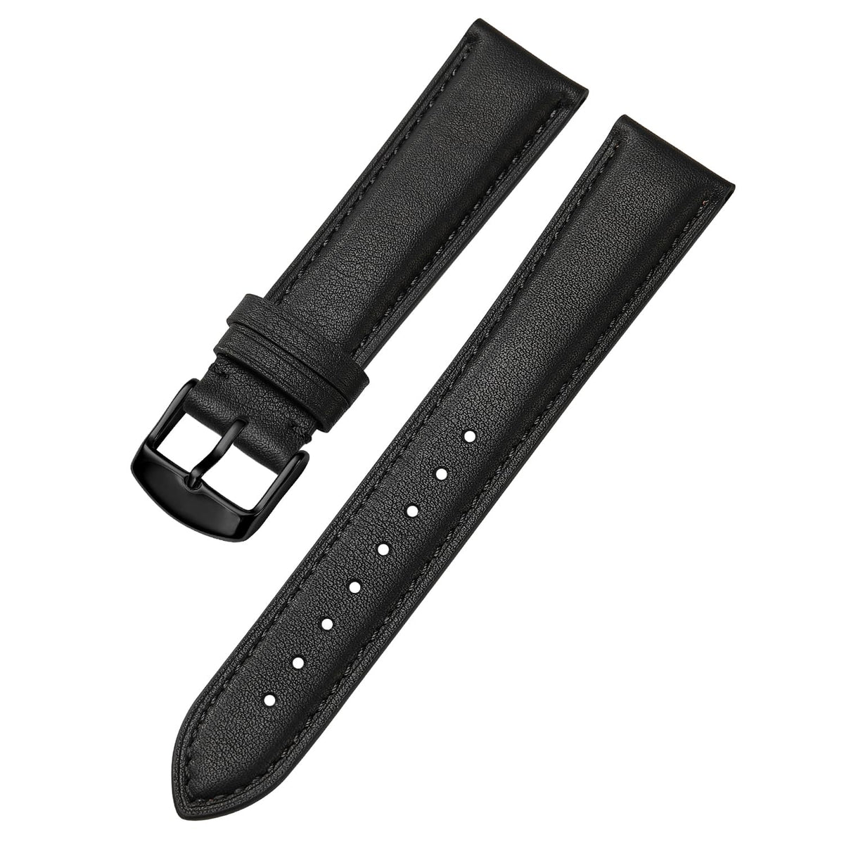 Afany Leather Watch Band 19mm for Men and Women, Quick Release Watch Strap, Black Replacement Watchband