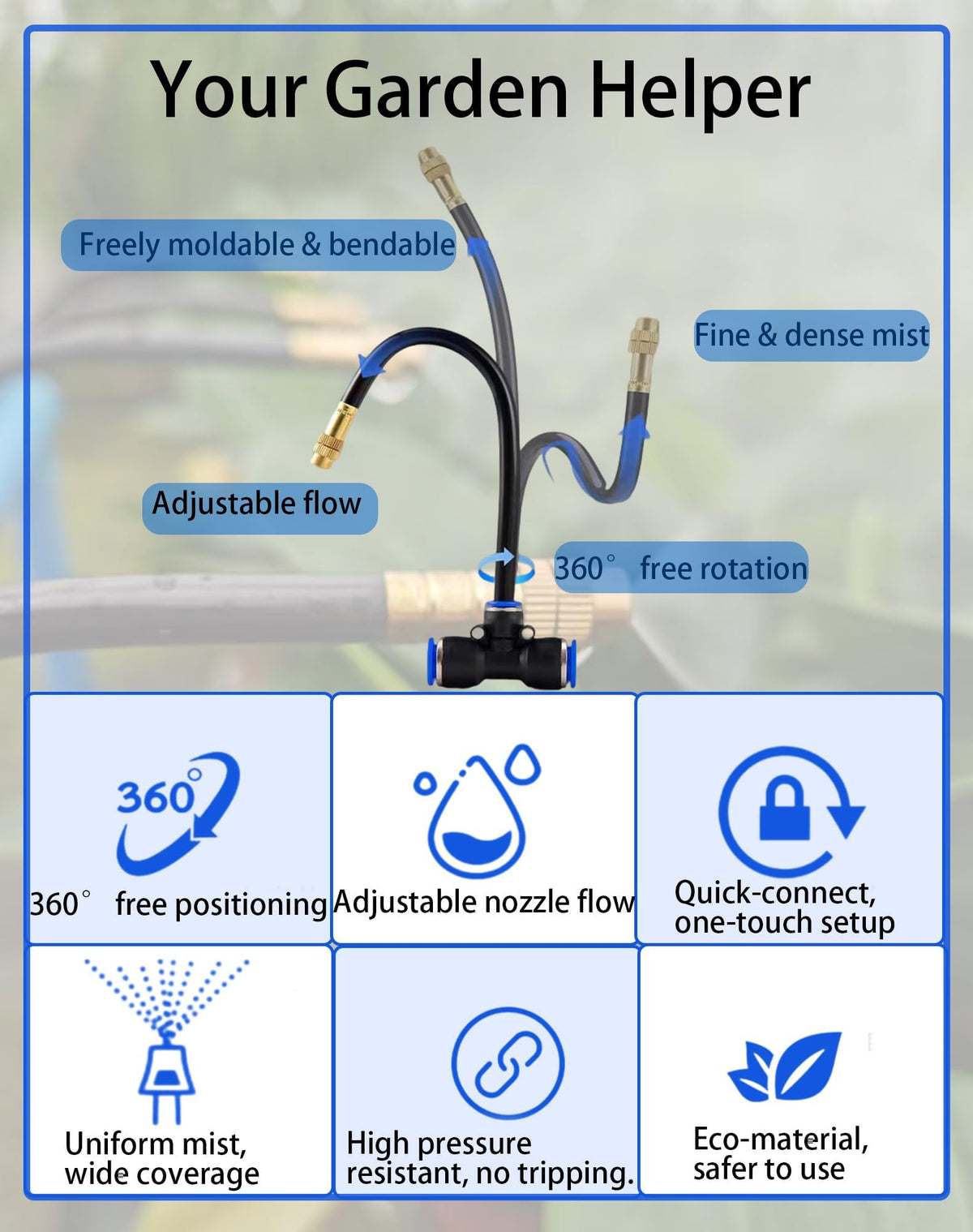 Drip Irrigation System,Automatic Garden Watering System, 360 Adjustable Mist Sprayer Nozzle, High Volume Water Flow Rotating Sprinkler Head for Garden,Patio,Potted Plants, Fine Misting to Jet Spray