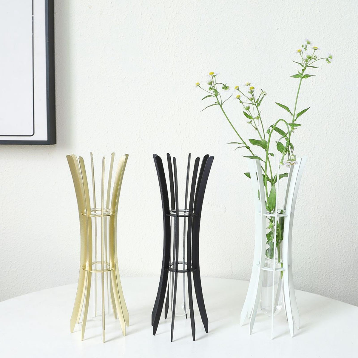 Gcljlmy Hydroponic Plant Glass Tube Flower Vase Desktop Decoration Sturdy Decorative for Plant Propagating Terrariums (White 8x8x24cm)