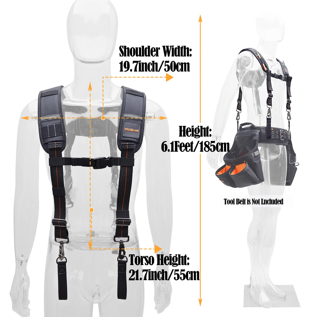 WELKINLAND Tool belt suspenders for men, Nail bag suspenders, Tool bag construction suspenders carpenter