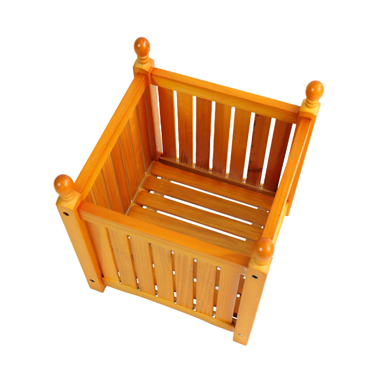 Sang Seiyoga Square Wood Planter Box, Solid Wood Outdoor Plant Container with Drainage, Large Square Flower & Herb Pot Outside Plant and Vegetable Container for Garden, Patio, Porch (Teak)