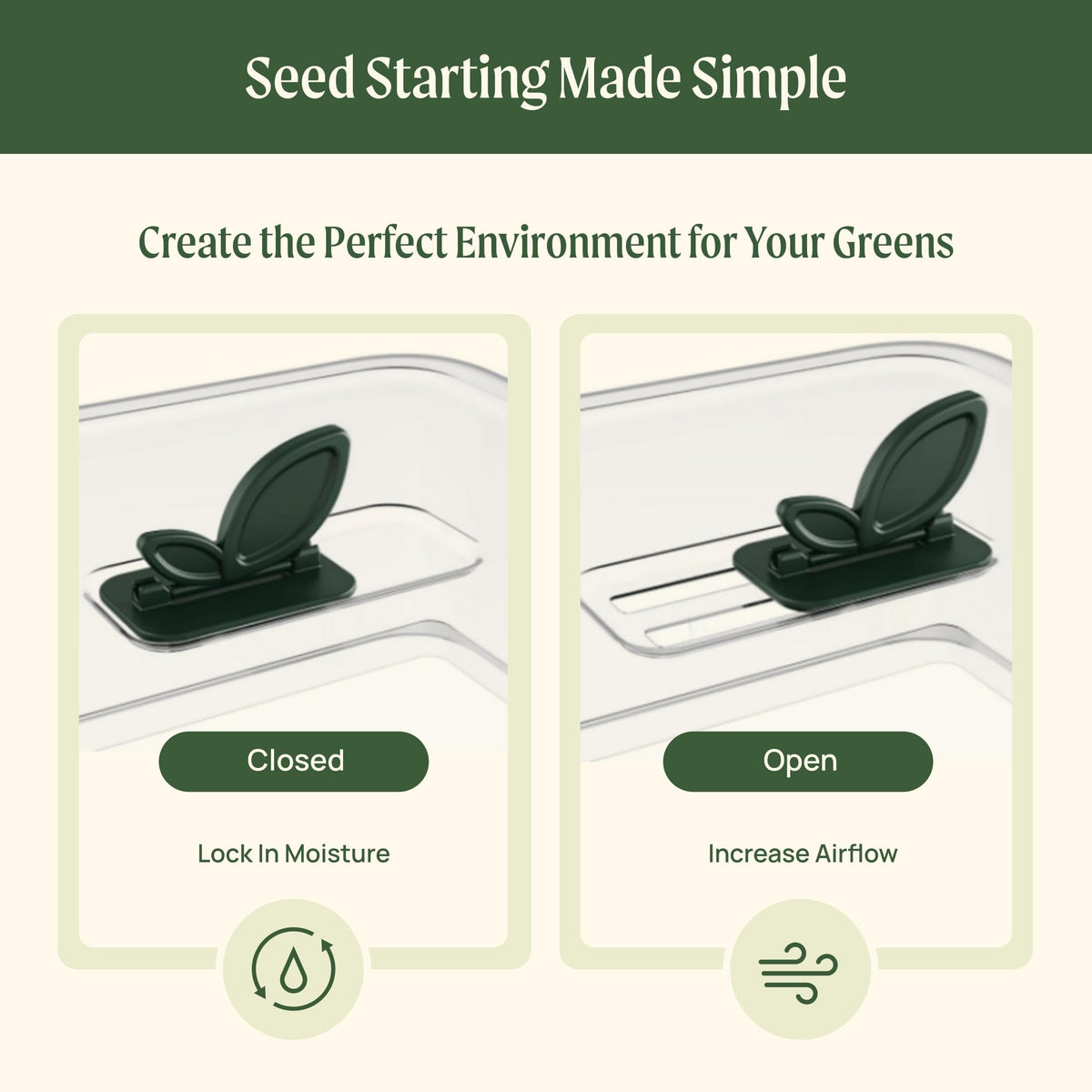 EZ Leafy Planter – Self-Watering Indoor Planter Box with Reservoir & Humidity Dome | Soil-Based Countertop Garden Kit for Leafy Greens, Lettuce, Spinach & Herbs | Kitchen Windowsill Planter