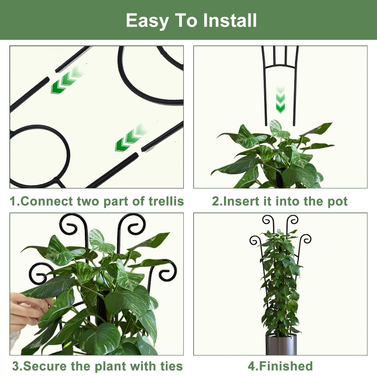 32.6in Monstera Plant Support Stakes for Indoor Plants, Metal Garden Plant Trellis for Climbing Plants, Pothos Vine Snake Climber Support，4p