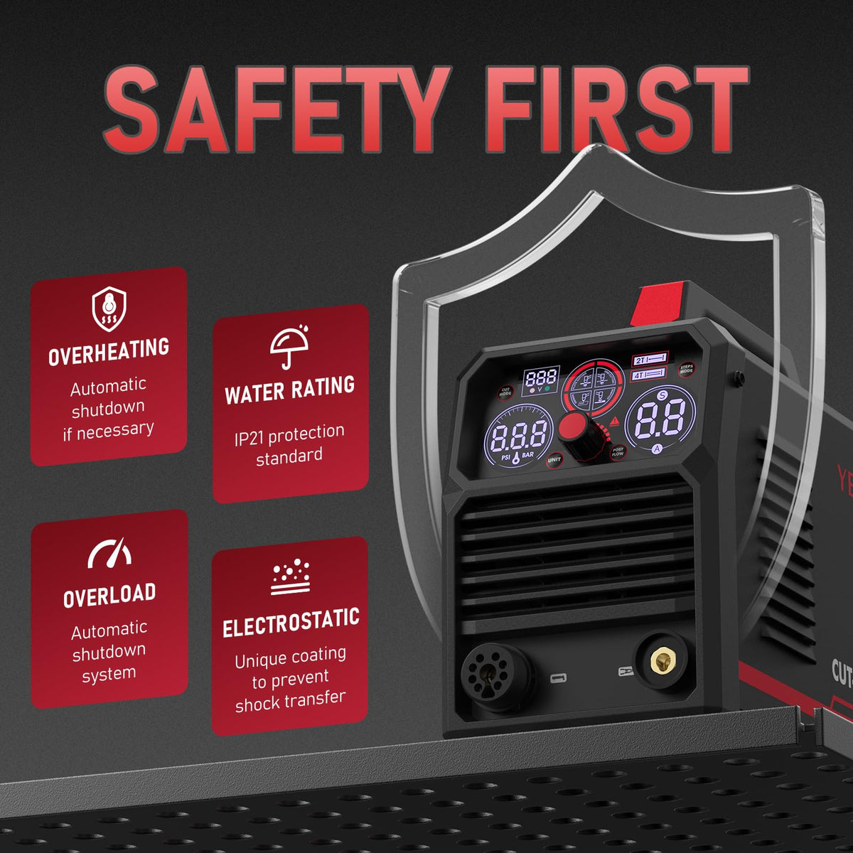 YESWELDER Multifunctional Plasma Cutter, 60Amp 110V/220V Non-High Frequency Non-Touch Pilot Arc 4-In-1 Plate Cutting/Grid Cutting/Gouging/Marking Plasma Cutting Machine