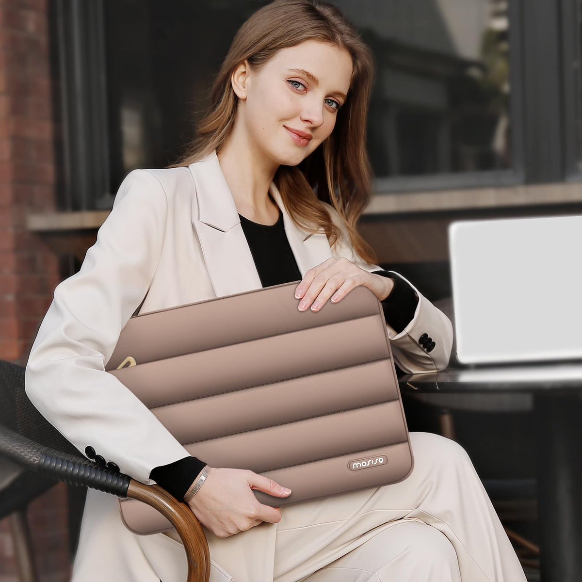 MOSISO Laptop Case 17.3 inch, 17-17.3 inch Puffy Laptop Sleeve Compatible with Dell XPS/HP Pavilion/Ideapad/Acer/Alienware/HP Omen Notebook Computer, Polyester Horizontal Bag with Small Case, Brown