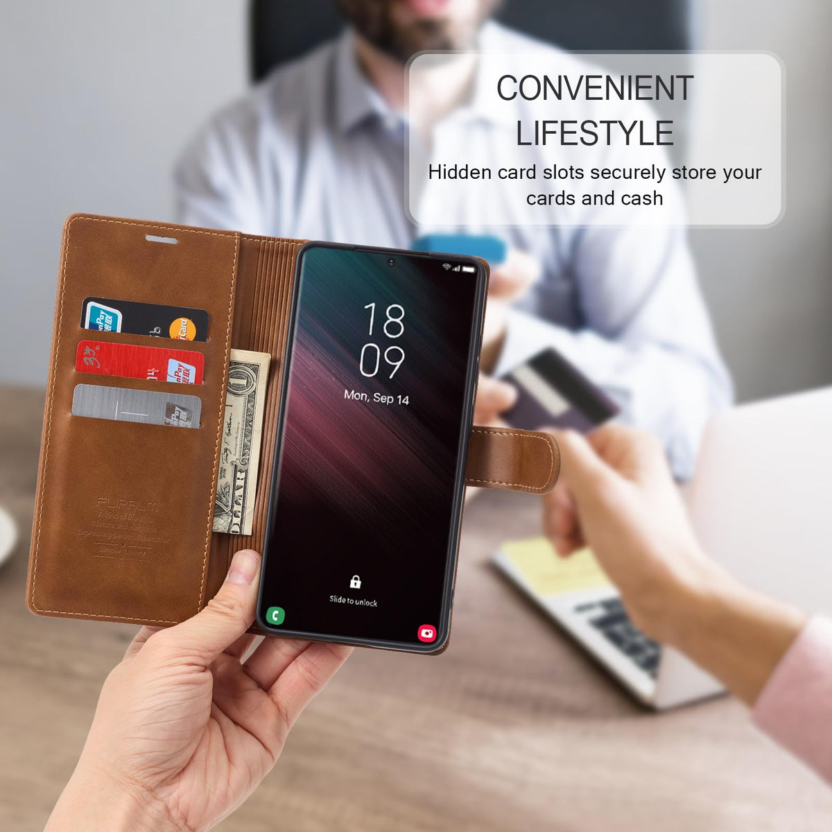 FLIPALM Wallet Case for Samsung Galaxy S26 Ultra 6.9", RFID Blocking Credit Card Holder, PU Leather Folio Flip Kickstand Protective Shockproof Cover for Galaxy S26 Ultra (Grayish-Brown, S26 Ultra)