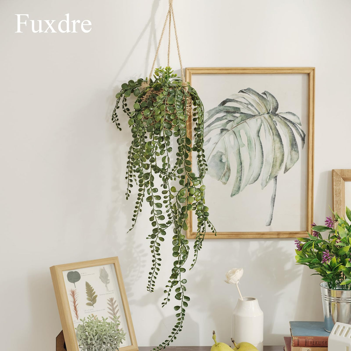 Fuxdre 3 Pack Mini Artificial Hanging Greenary Fake Hanging Plants in Basket for Wall Living Room Decor Bathroom Shelf Home Indoor