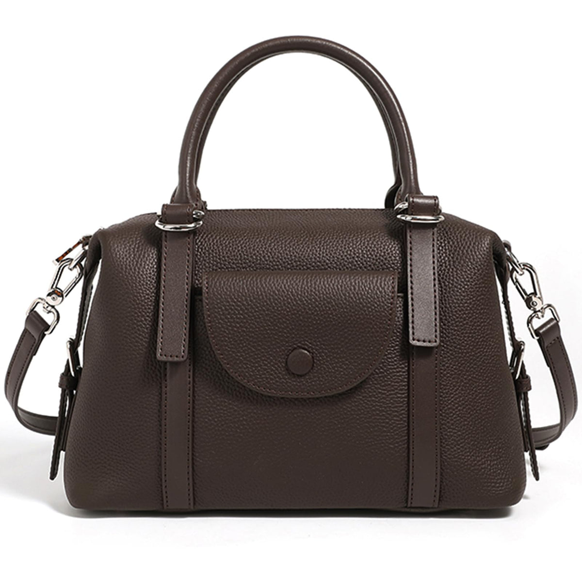 MoreFarther Handbags for Women, Genuine Leather Crossbody Bag Top Handle Bag with Adjustable Detachable Strap(Coffee)
