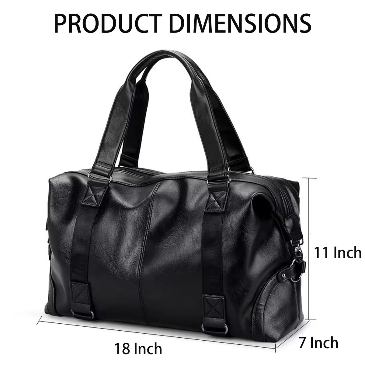 Faux Leather Travel Bag, Brown, 35L Capacity, Unisex Weekender Overnight Duffel, Waterproof, Carry On Gym Tote Bag with Toiletry Packing Cube