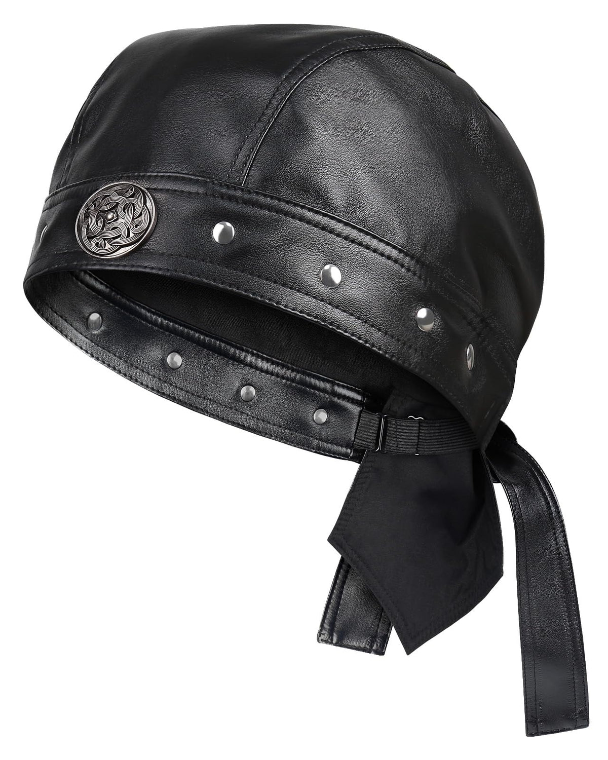 Hachapy Biker Cap for Women Leather, Adjustable Motorcycle Hat with Skull Fit & Toggle Buckle One Size Fits All