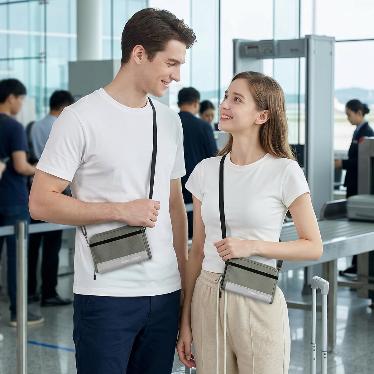 P.travel Passport Holder for Travel - RFID Blocking Nylon Passport Wallet with Adjustable Shoulder Strap，LightWeight Document Organizer Pouch for Men & Women, Travel Must Haves