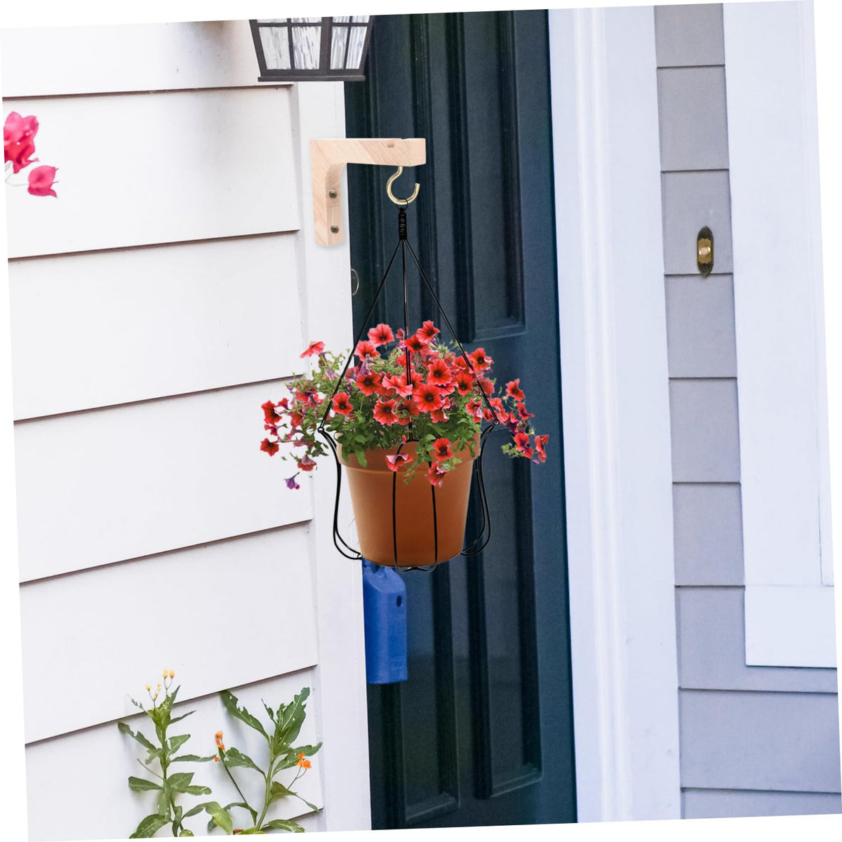 SEWACC Wooden Plant Hanger Hooks 2pcs Heavy-Duty Wall and Ceiling Hanging Plant Brackets for Indoor and Outdoor Flowerpot Holders Natural Wood Color