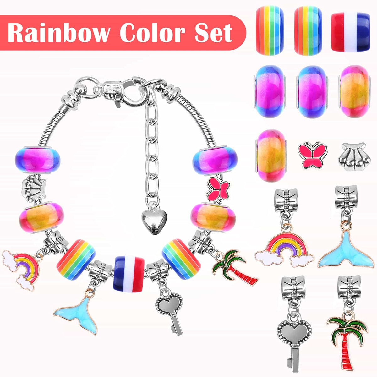Acejoz 85 Pcs Charm Bracelet Making Kit, DIY Charm Bracelets Beads for Adults and Beginner Jewelry Making Kit