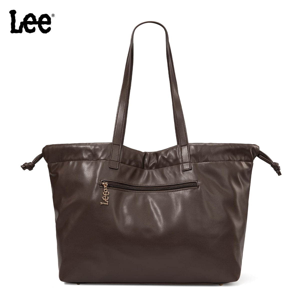 Lee Leather Tote Bag for Women, Spacious Vegan Leather Shoulder Bag & Handbag with Drawstring Closure, Durable Shoulder Straps, Large Capacity Work & Travel Purse, LEE73-001CF