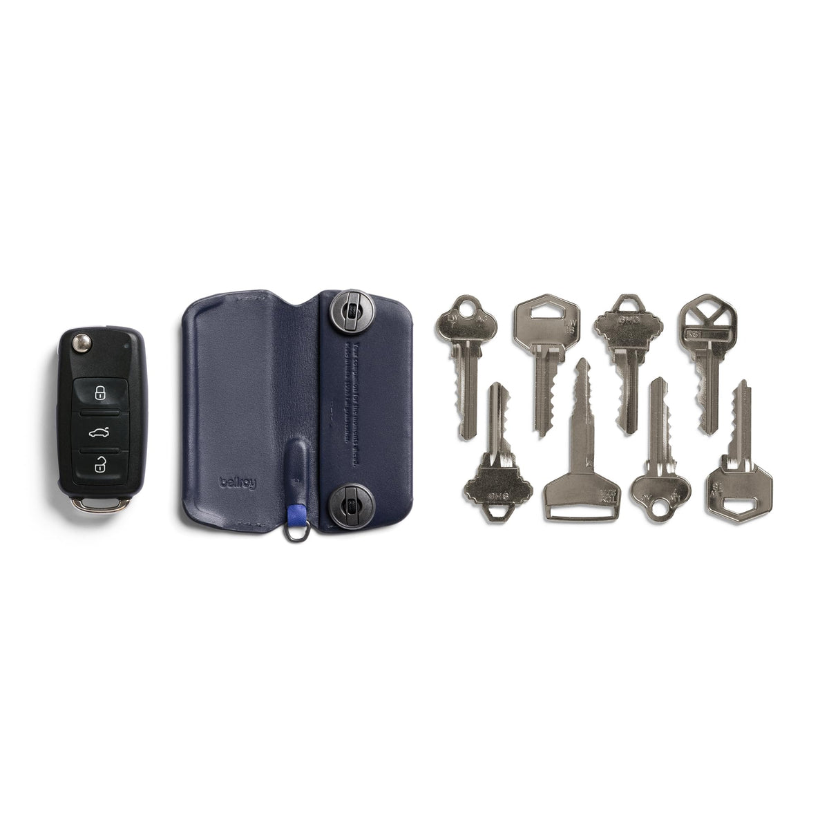 Bellroy Key Cover Plus – Third Edition (Leather Key Holder, Holds 4 – 8 Keys) - Navy