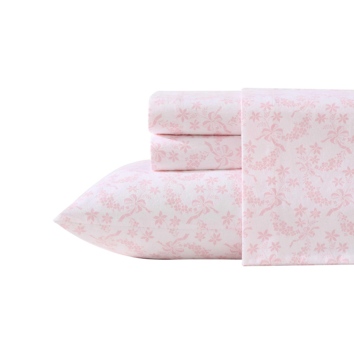 Laura Ashley - King Sheet Set, Crisp & Cool Cotton Percale Bedding with Deep Pockets, Lightweight for Year Round Comfort, Bed Sheets with Matching Pillowcases (Antoinette Pink)