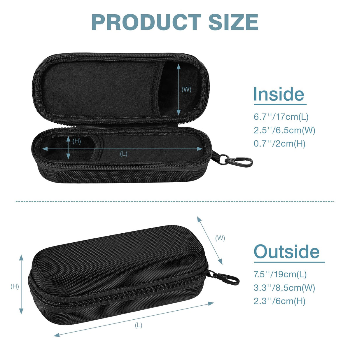 MoKo Double Eyeglass Case, Hard Shell Dual Glasses Case, Portable Travel Sunglass Organizer with Zipper Closure, Eyeglasses Storage Box for Men, Women, Black-Rectangular