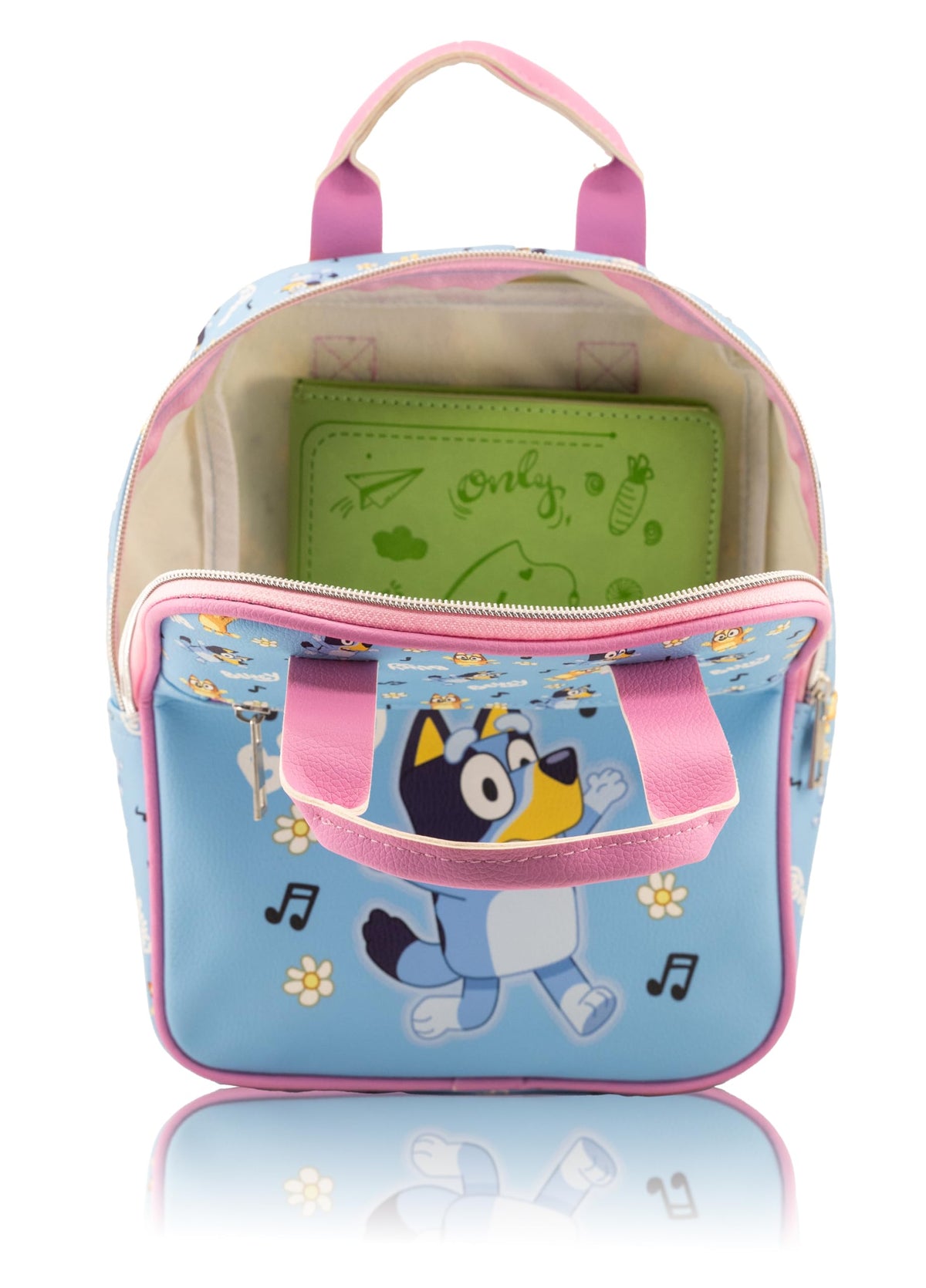 Fast Forward Bluey Mini Backpack for Kids & Adults | 10" PU Leather Bluey Backpack Purse Featuring Bluey | Toddler Travel Bag, Small Backpack Bookbag for School, Travel, or Everyday Use | Ages 3+