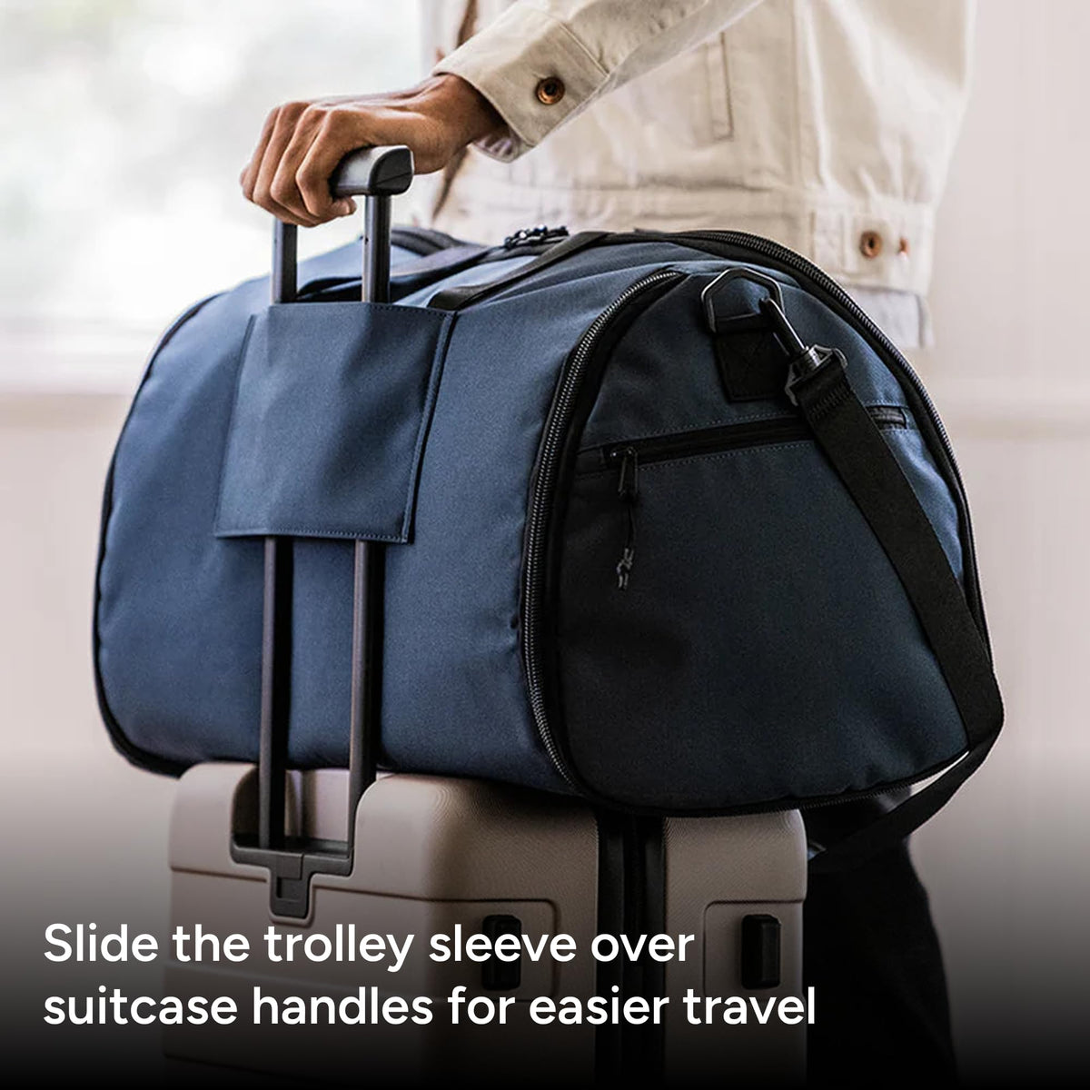 Halfday Convertible 2-in-1 Garment Duffel Weekender Bag 45L: Wrinkle-Free Travel (Hanging Suit Compartment, Shoe Pockets, Trolley Sleeve), Durable & Water-Resistant Carry-on, Shadow