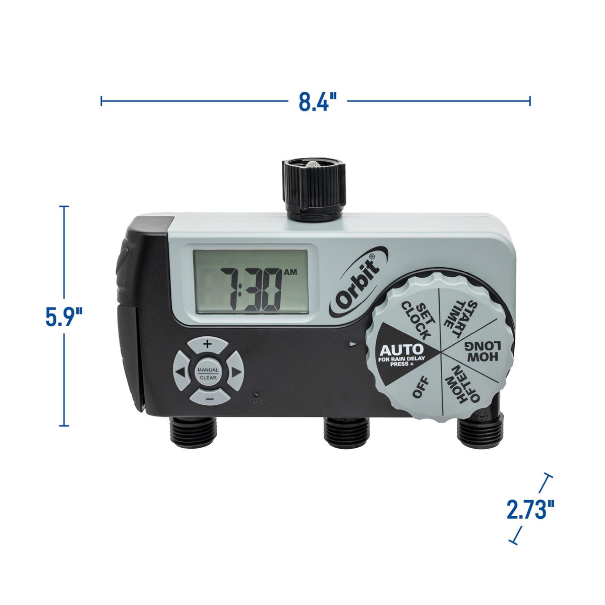 Orbit 56233D 3-Outlet Digital Watering Timer, 3 valves, Black and Gray