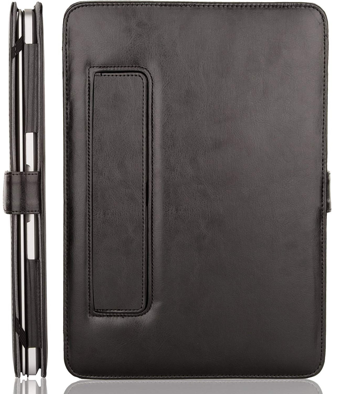 MOSISO Case Compatible with MacBook Air 13.6 inch M4 M3 M2 2025-2022 /Air 13 M1 2022-2018 /Pro 13 inch M2 M1 2025-2016, PU Leather Portfolio Protective Stand Cover, Black