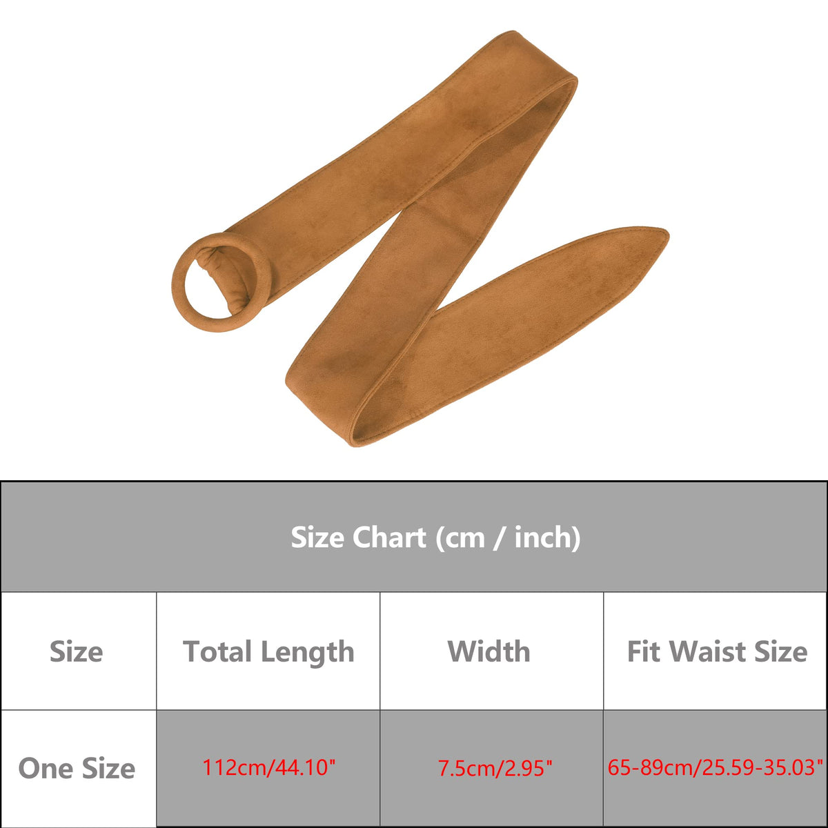 Elerevyo Ladies Solid Wide Waist Belt, Vintage Round Buckle Obi Cinch Wide Belts Waistband for Dress 65-89cm/25.59-35.03" Brown