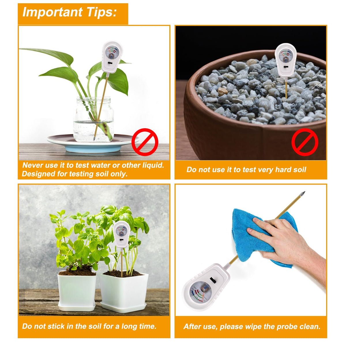 Aenncci Soil Test Kit 3-in-1, Soil Moisture Meter, Soil PH Meter, Fertility Soil Tester, Soil Tester for Garden, Lawn, Farm, Outdoor & Indoor Use (Snow Glow White)