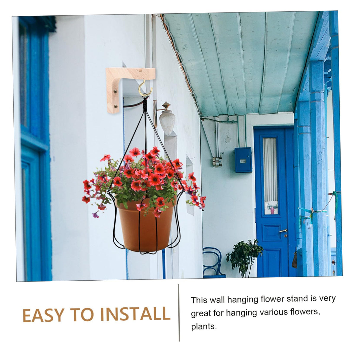Outanaya Wooden Plant Hooks 2pcs Heavy Duty Wall Plant Hangers Indoor Outdoor Wall Mount Brackets for Hanging Flower Pots