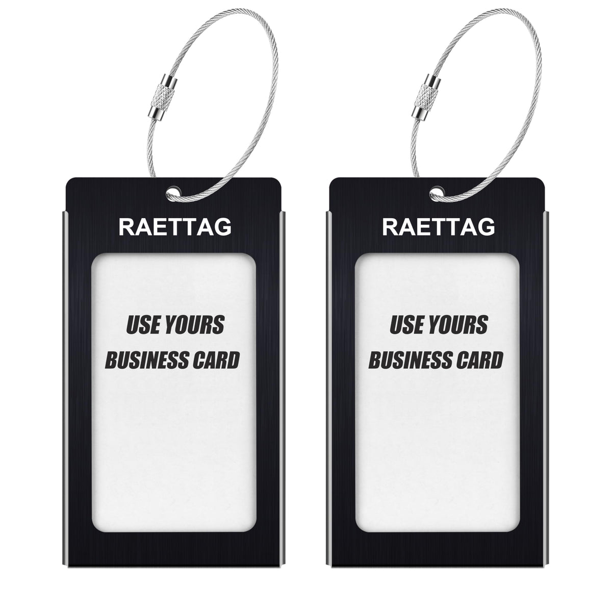 WeBravery Luggage Tags Metal Suitcase Tags Travel Bag ID Identifier Luggage Tag (Black 2-Pack)