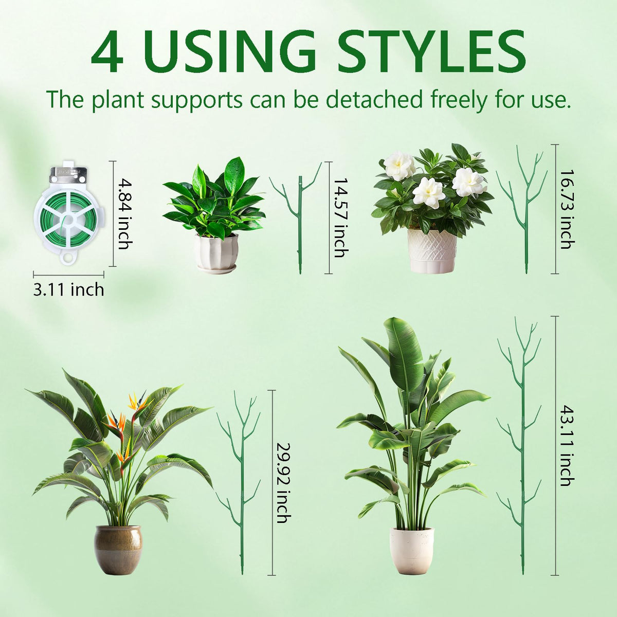 Obralitic 10 Pack Stackable Plant Supports Stakes, Sturdy Garden Trellis for Climbing & Vining Plants, Monstera, Pothos & Philodendron - Reusable Plant Stakes for Indoor & Outdoor Potted Plants