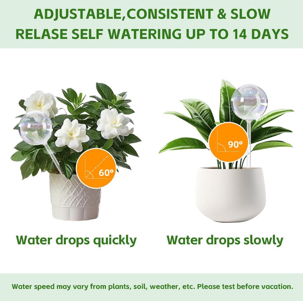 13oz Self Watering Globes (4 Pack),Large Glass Plant Water Bulbs for Vacation, Automatic Drip Irrigation,Iridescent Rainbow Watering Stakes for Indoor & Outdoor Plants (Up to 2 Weeks Hydration)