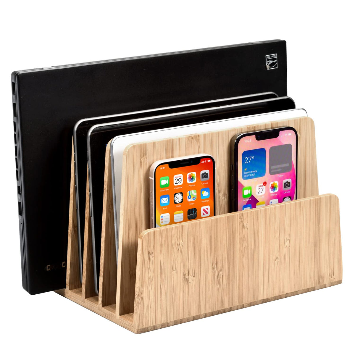 MobileVision Bamboo Multi Device Organizer for Smartphones, Tablets and Laptops, 5 Slots